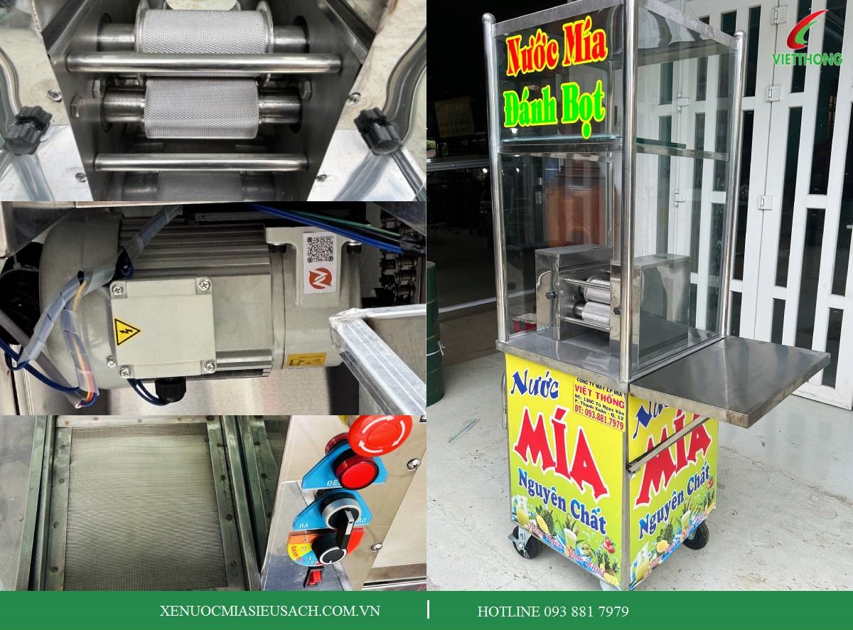 Chi Tiết Cấu Tạo Xe Nước Mía Mini Có Tủ Kính