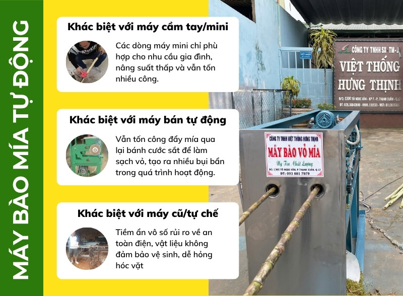 Khác biệt giữa máy bào mía tự động với các dòng máy khác