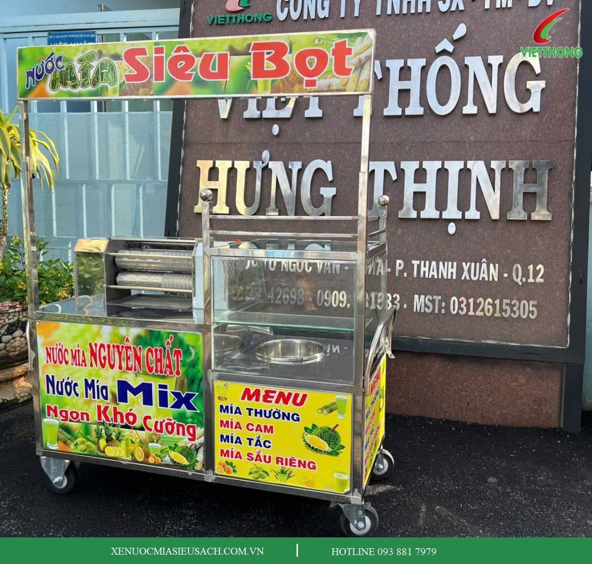 Máy ép mía 2 lô tạo bọt đời mới mặt trước