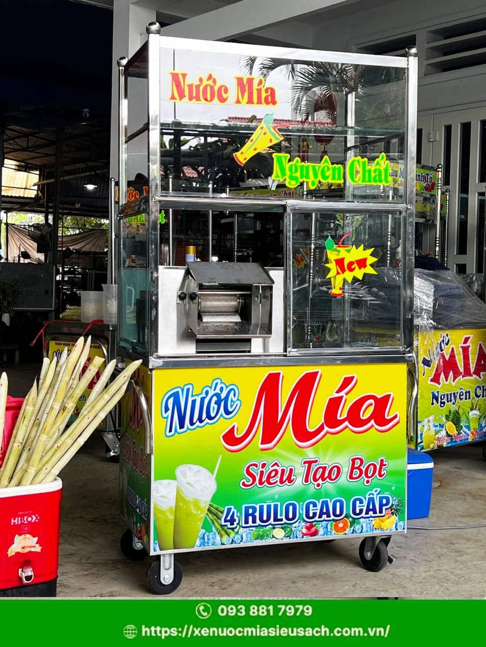 Xe nước mía 4 lô có tủ kính