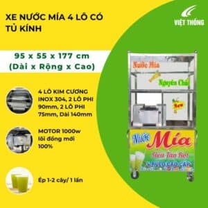 Xe nước mía 4 lô có tủ kính